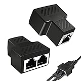 Jaimela 2 Pack LAN Splitter Verteiler, RJ45 LAN Splitter, LAN Splitter 1 auf 2 Gleichzeitig Adapter, Ethernet Splitter Netzwerk Verlängerungen Adapter für Ethernet CAT 5/6/7/8 Kable